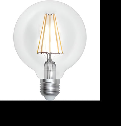 Lampe Led filament globe G95 verre transparent E27 8W 3000K