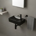 ENSEMBLE LAVE-MAINS ALONI ESSI COMPLET – AVEC LAVE-MAINS DROITE, ROBINET, BONDE DE VIDANGE ET SIPHON – NOIR MAT