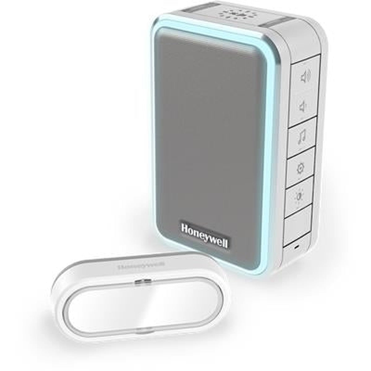 Draadloze deurbel met lichtgevende halo en drukknop