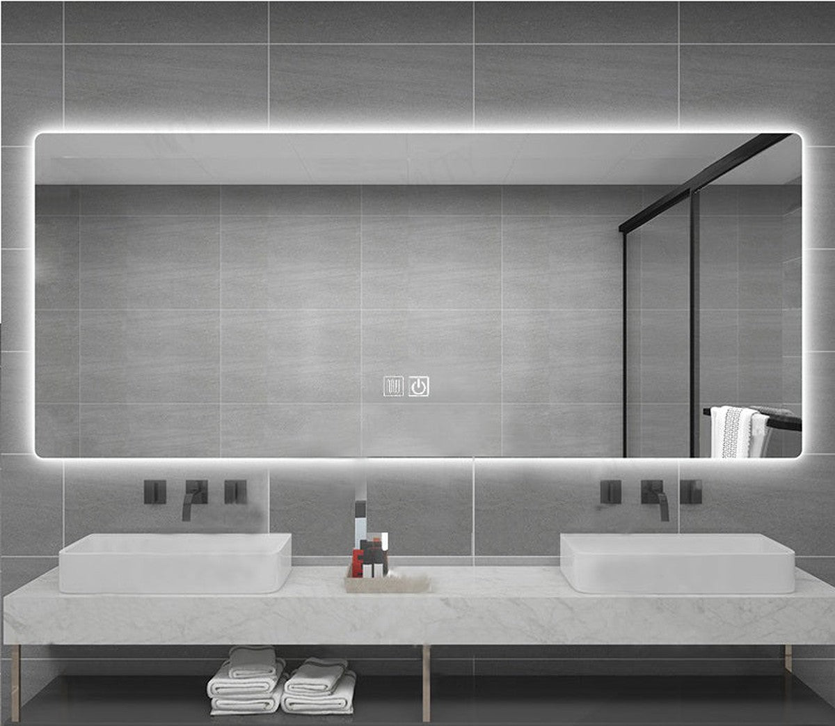 160x60 cm Rectangular LED Mirror – Integrated Heater