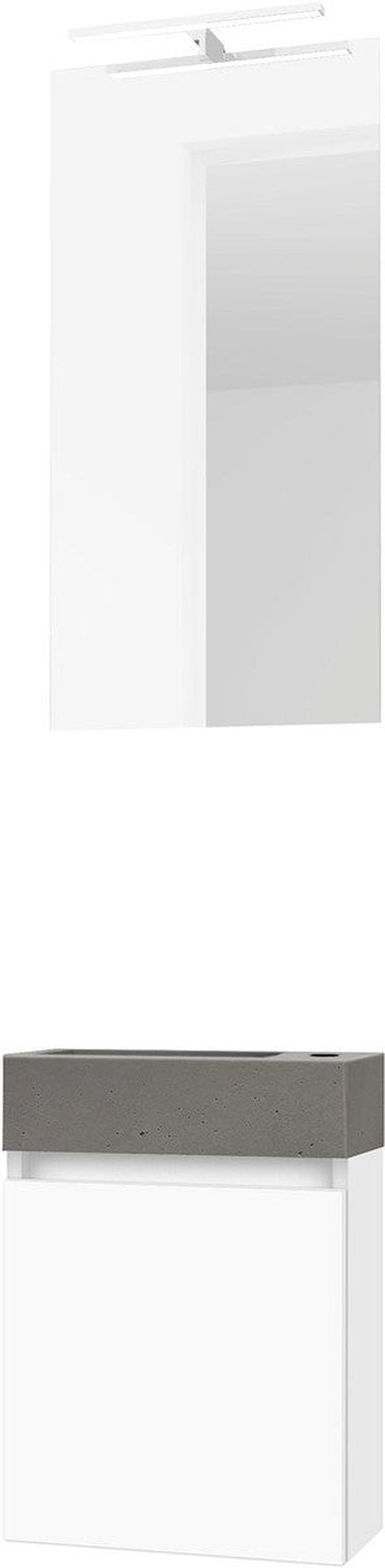 VAATWASSER M.FO-MINI BETON/1DEUR/SPIEGEL/LED-VERLICHTING ZWART