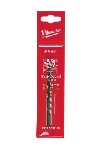 Milwaukee foret métallique acier allié cobalt D6 longueur de coupe 57mm DIN 338
