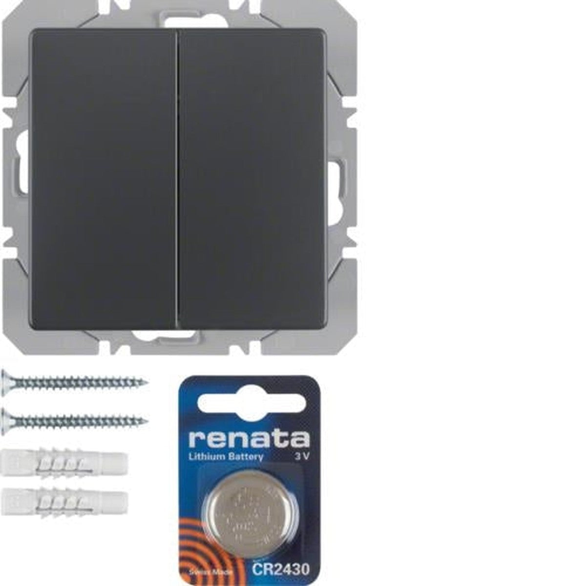 Quicklink KNX Q.1 / Q.3 radio met batterijvoeding en dubbele drukknop - Antraciet fluweel