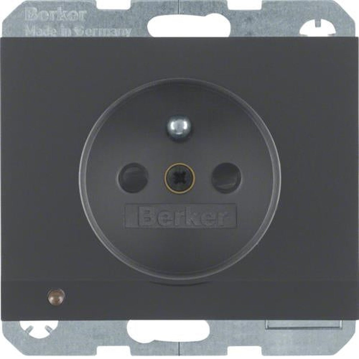 Berker K.1 antracietkleurige matte LED-oriëntatielamp met stopcontact