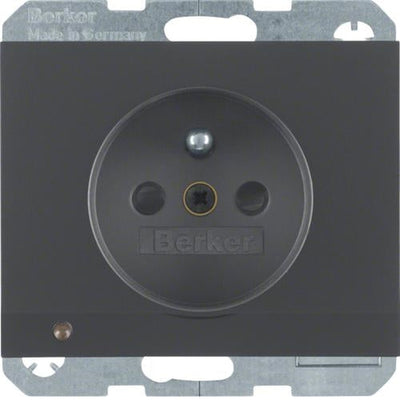Berker K.1 antracietkleurige matte LED-oriëntatielamp met stopcontact