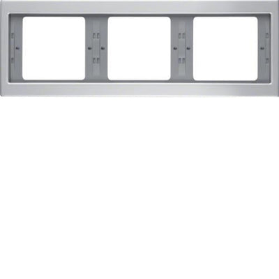Berker K.5 aluminium afdekplaat voor 3 montagepunten, geschikt voor horizontale montage.