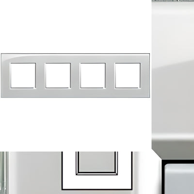 Interrupteur rectangulaire 4x2 modules 71 mm Gris givré