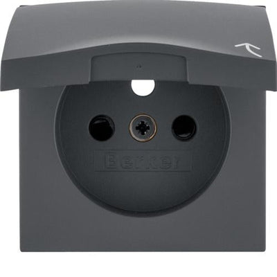 Berker S.1 / B.3 / B.7 Antraciet, matte afwerkingssets voor scharnierende stopcontacten