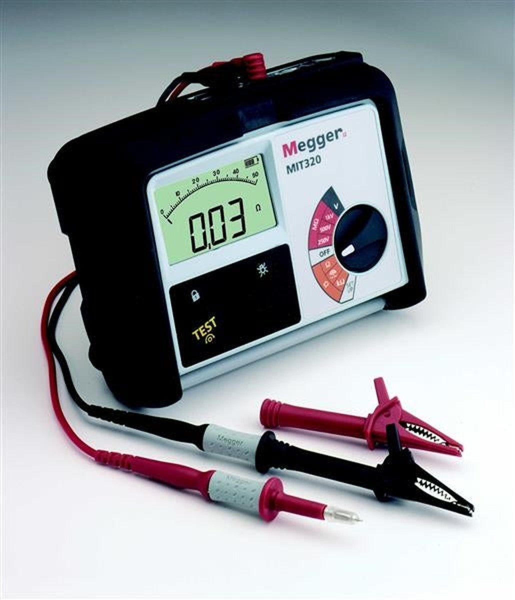 IP54 Insulation Tester 250V / 500V / 1000V, backlit display, probe with test button, buzzer