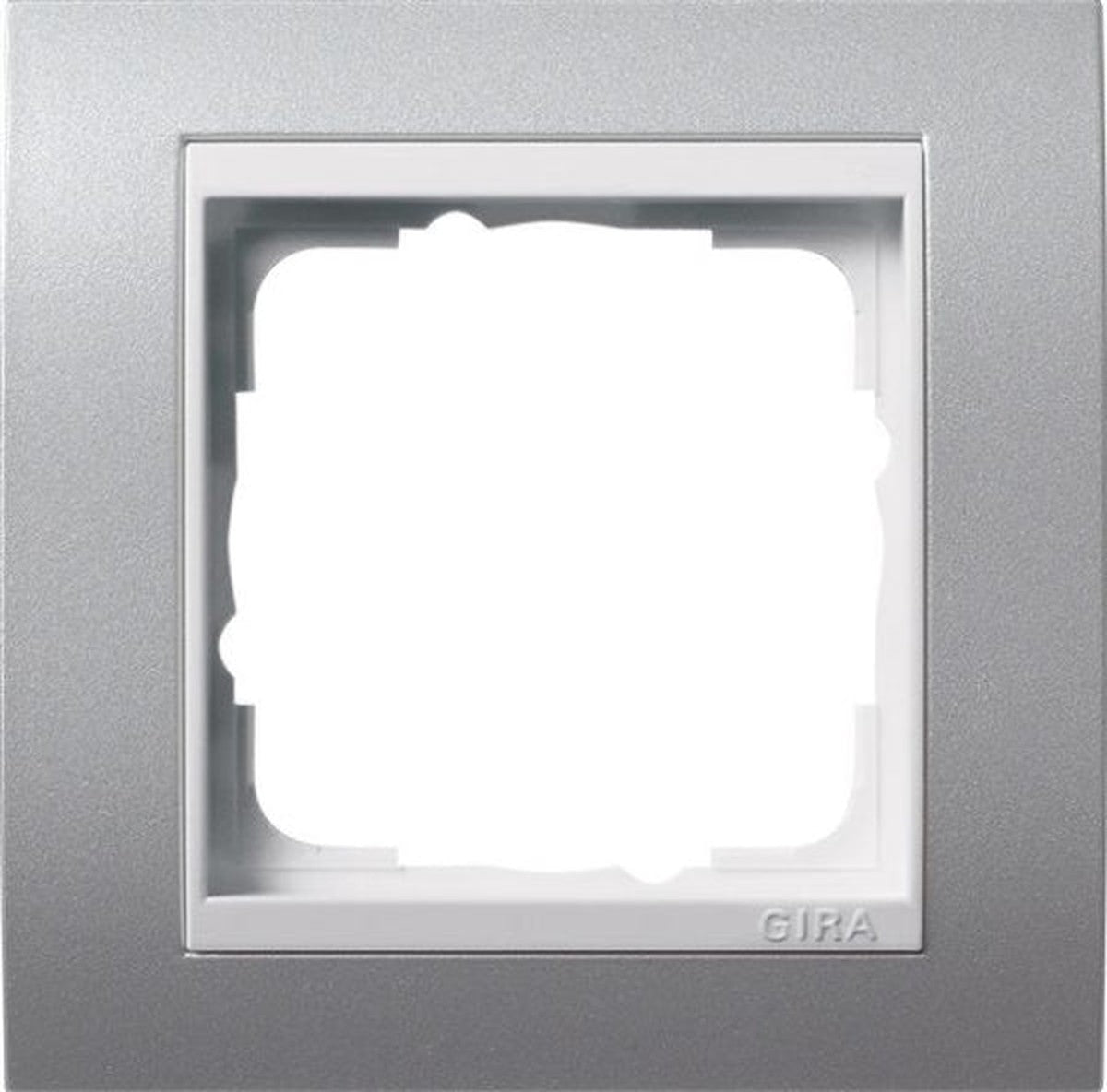 Cadres de finition Gira Event teinte Alu avec cadre intermédiaire Blanc brillant teinte Alu avec