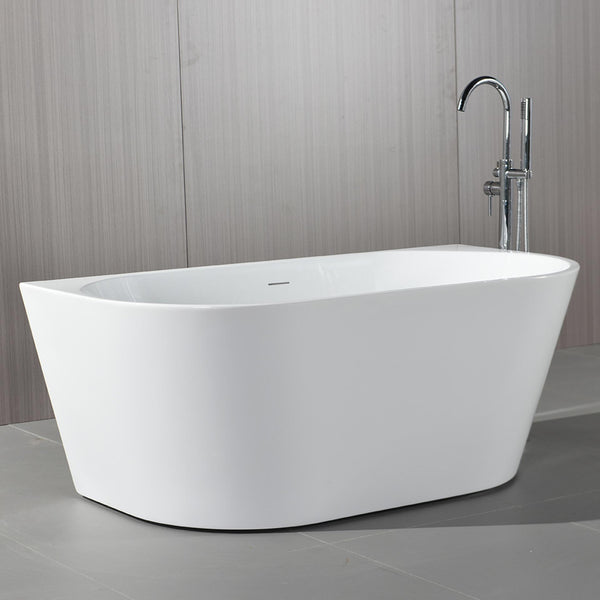 Baignoire semi-îlot 170 x 78 x 58 cm – acrylique – blanc brillant – avec set d’évacuation et bonde clic-clac