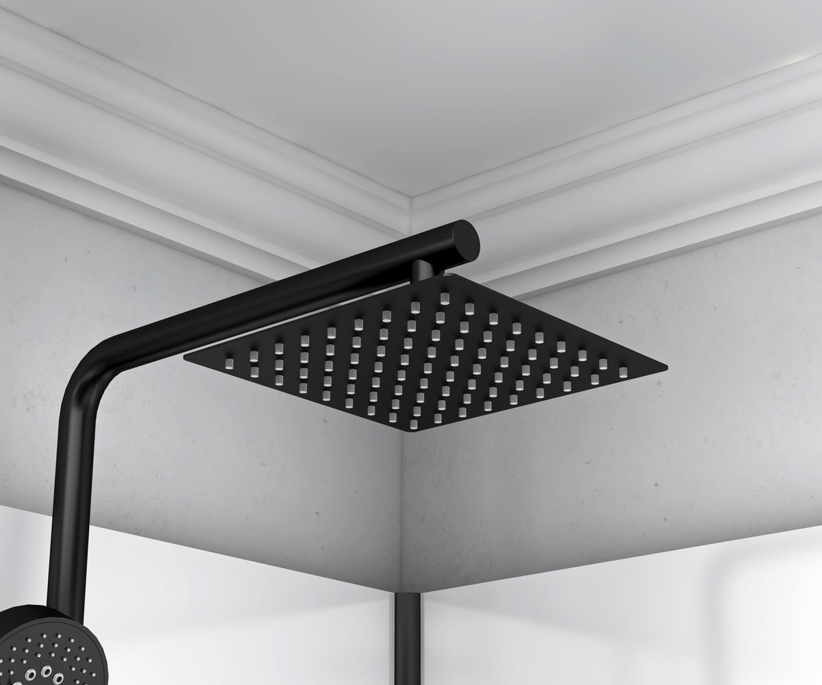 MARANI CABINE DE DOUCHE COMPLÈTE AVEC PORTE COULISSANTE - RÉVERSIBLE - 110X225X80 CM - NOIR MAT - VERRE FUMÉ GRIS