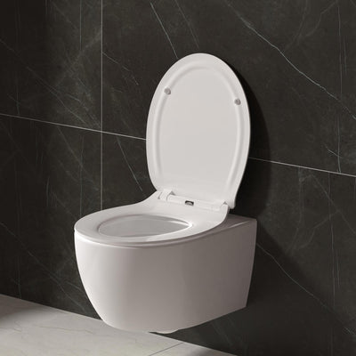 ALONI ABATTANT WC PREMIUM - DESIGN SLIM - SOFT CLOSE - QUICK RELEASE - TOPFIX - DUROPLAST - CHARNIÈRES EN INOX - BLANC BRILLANT