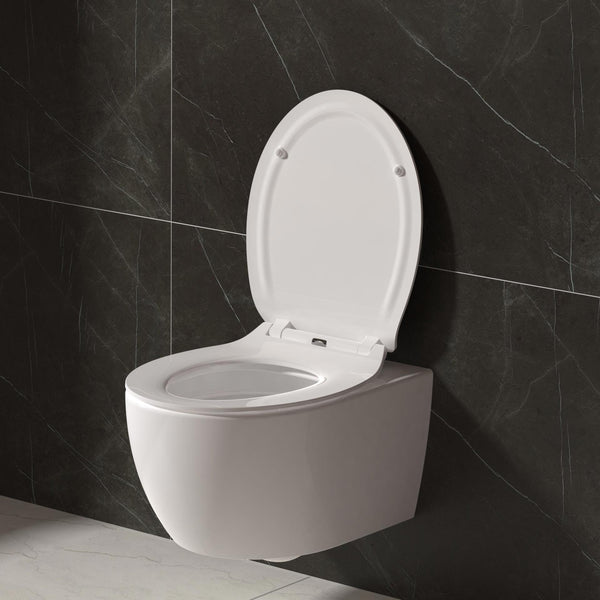 ALONI ABATTANT WC PREMIUM - DESIGN SLIM - SOFT CLOSE - QUICK RELEASE - TOPFIX - DUROPLAST - CHARNIÈRES EN INOX - BLANC BRILLANT