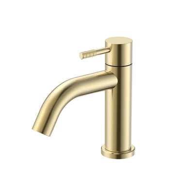 STRIA ROBINET EAU FROIDE – POIGNÉE AVEC STRUCTURE STRIÉE RAFFINÉE – SANS BONDE – OR BROSSÉ (PVD)