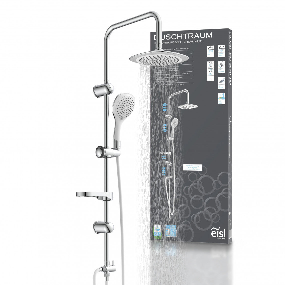 DXLD60087CS DUSCHTRAUM Regendouche set, chroom/wit