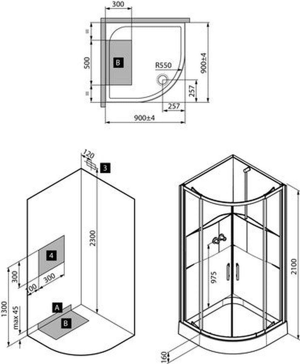 intro Lilou Basis cabine douche polystyrène 4mm brillant accès d'angle portes