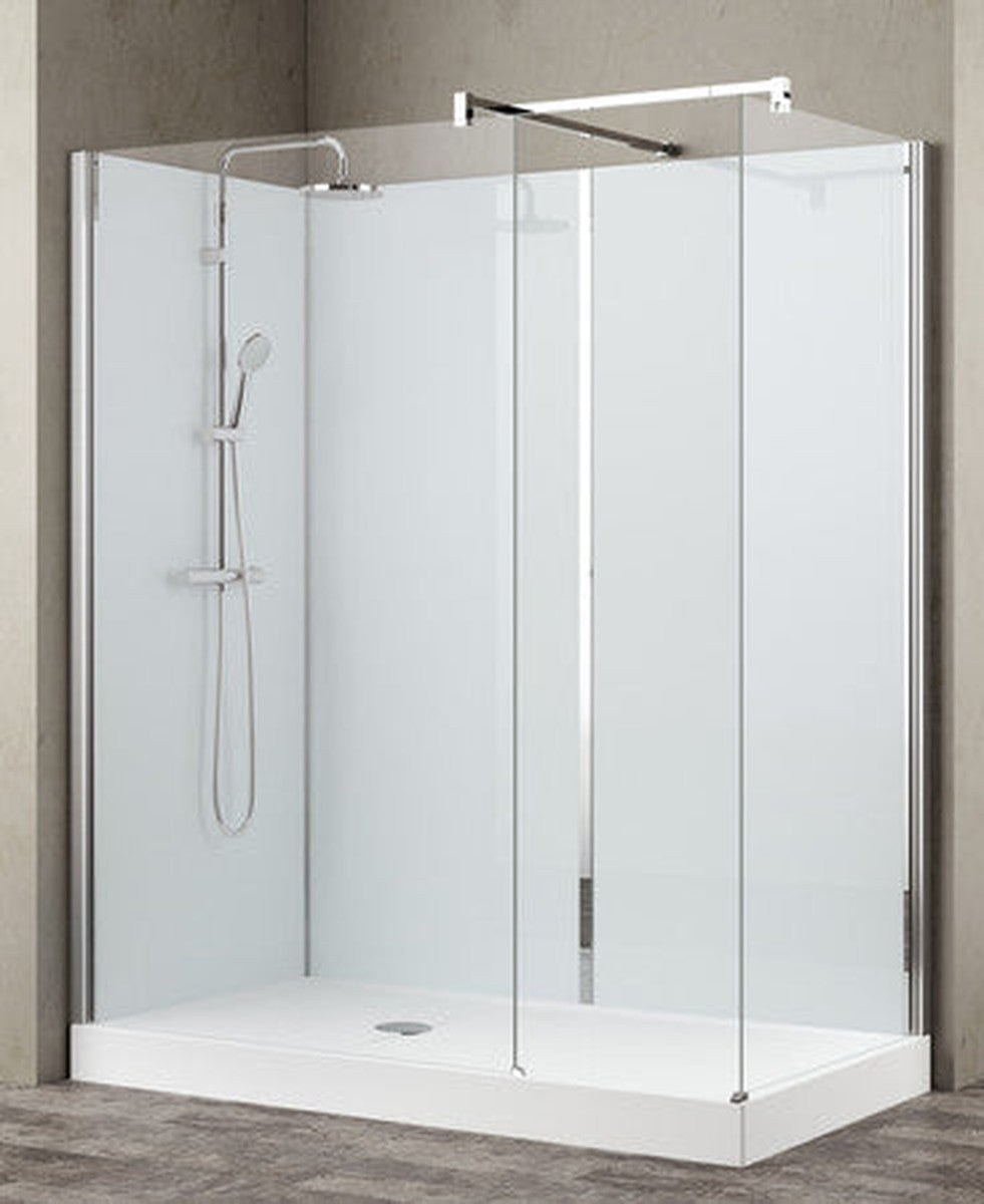 Van Marcke Collection Vidrio Walk-Inn 160x80cm white shower tray D90 drain