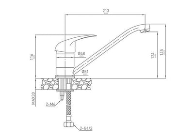 GO by Van Marcke Surf mitigeur évier monocommande économiseur d'eau bec mobile