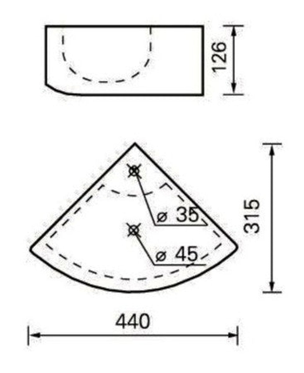 Lave-mains d'angle GO by Van Marcke Hera 44x31,5x12,6 cm blanc