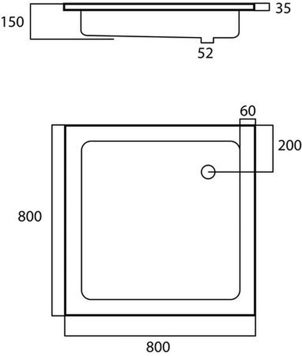 intro Stratos-H receveur de douche 800x800x150 mm