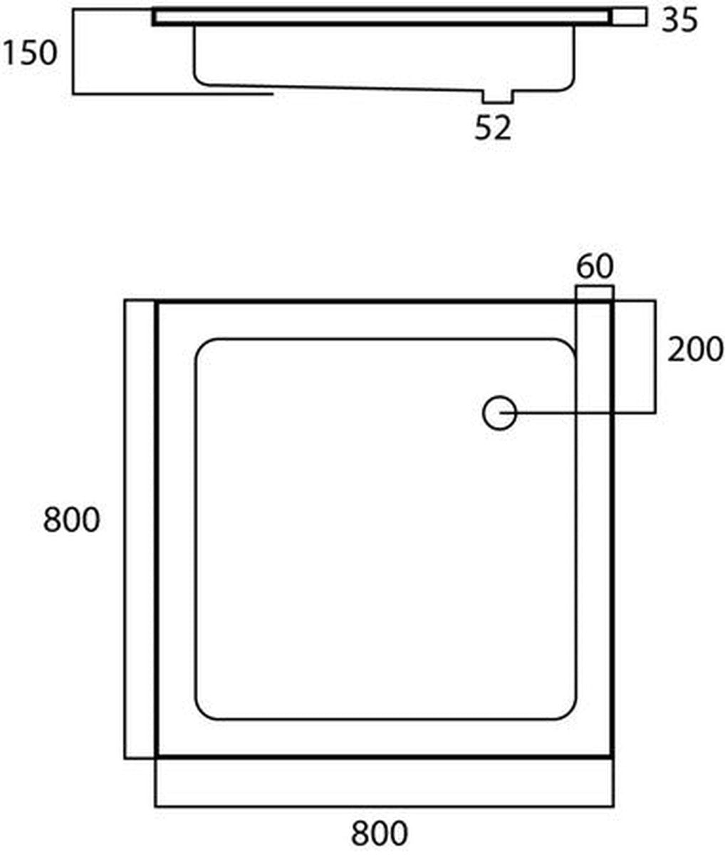 Receveur de douche Stratos-H 80x80x15 cm