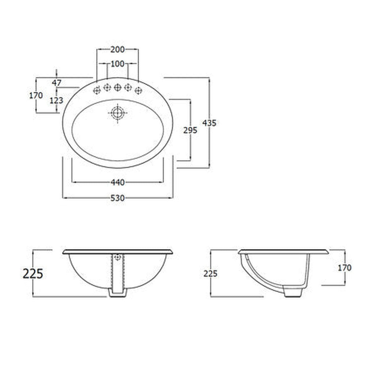 Star built-in washbasin 53 x 43.5 cm white