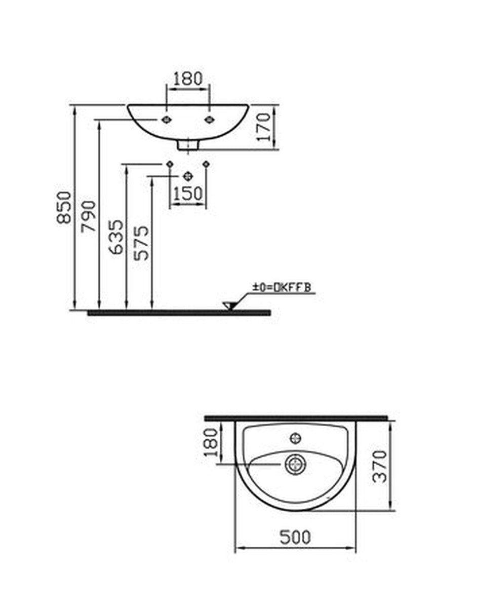 Washbasin Intro Star+ 50 x 37 cm