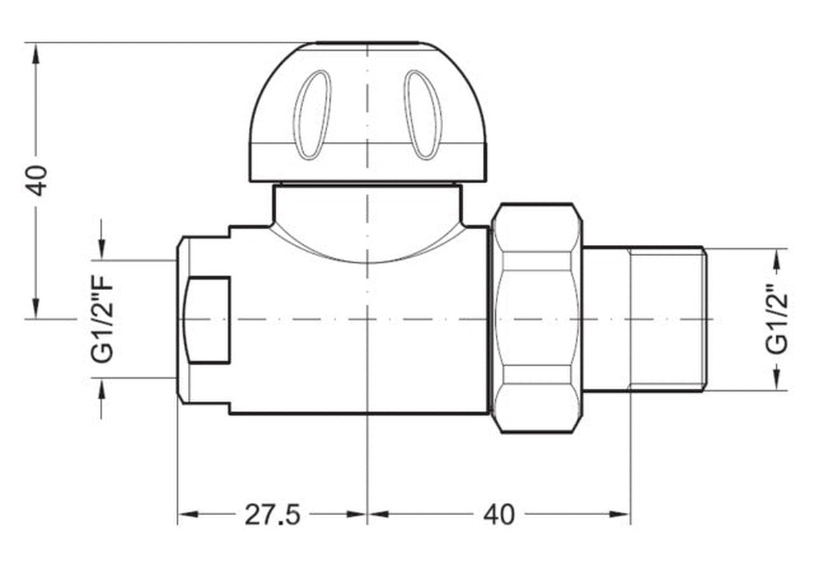 straight thermostatic valve intro 1/2" 1/2"F