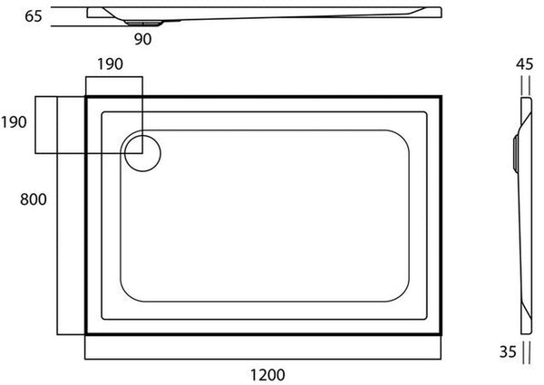 Van Marcke Horus receveur de douche 1200x800x45 mm