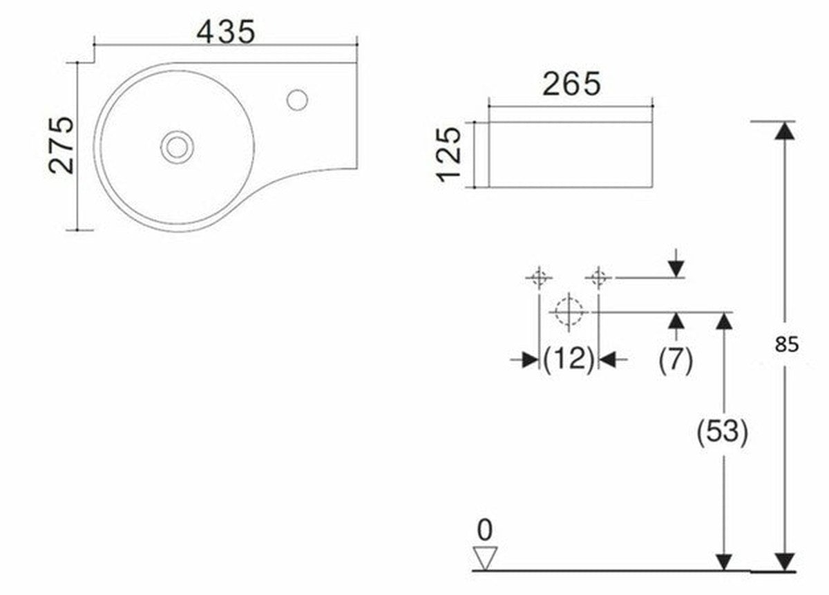 Van Marcke Origine Bali II lave-mains 440 x 275 mm trou de robinet à gauche