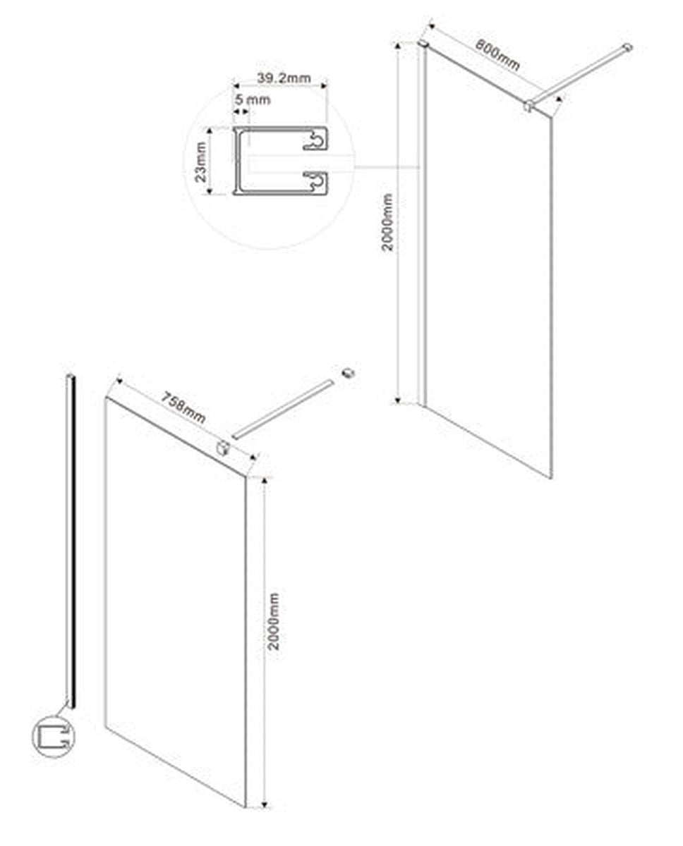 Van Marcke Origine Walk-in paroi fixe W800 x H2000