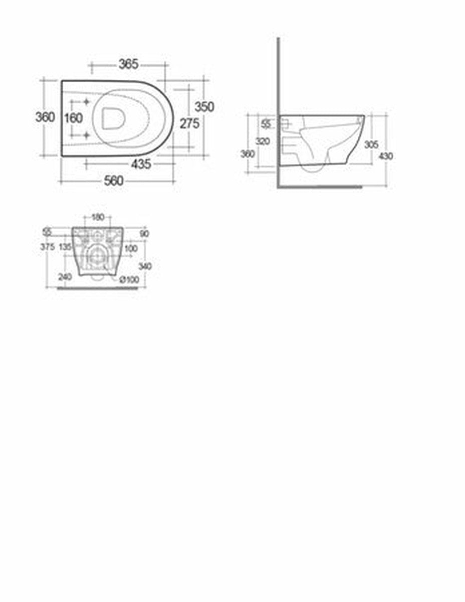 Van Marcke Origine Cascata cuvette suspendue 560x360x360 mm rimless H-sortie