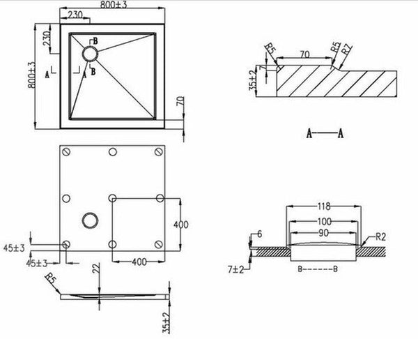 Van Marcke Eris receveur de douche carré 800 x 800 x 35 mm