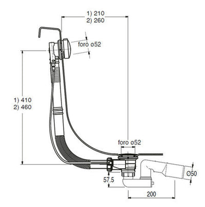 Van Marcke Pro garniture baignoire à tourner D52mm chromé raccordement