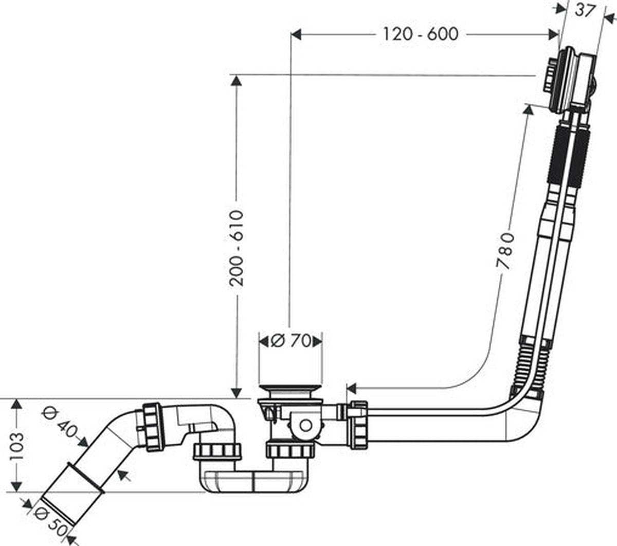 Exafill S badgarnituur - draaibaar - 78 cm kabel