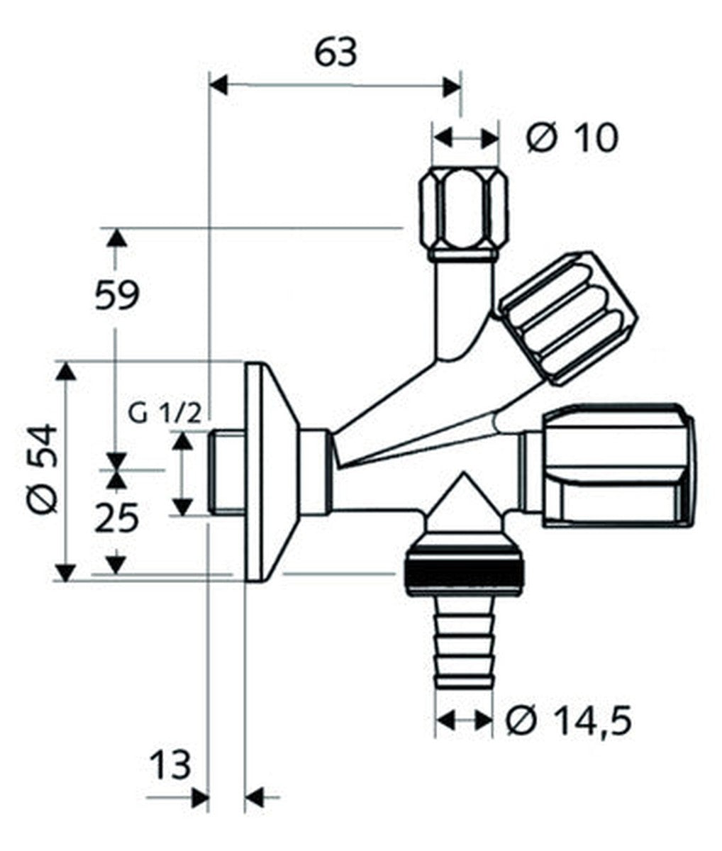Schell robinet d'équerre combiné avec filtre 1/2"