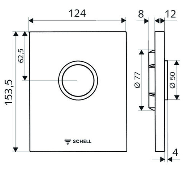 Schell Edition urinoir plaque de déclenchement Compact II cartouche temporisée