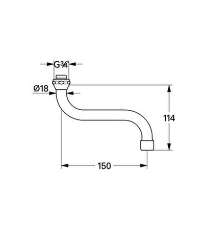 Grohe bec tube pivotant bec en S bec 150mm laiton