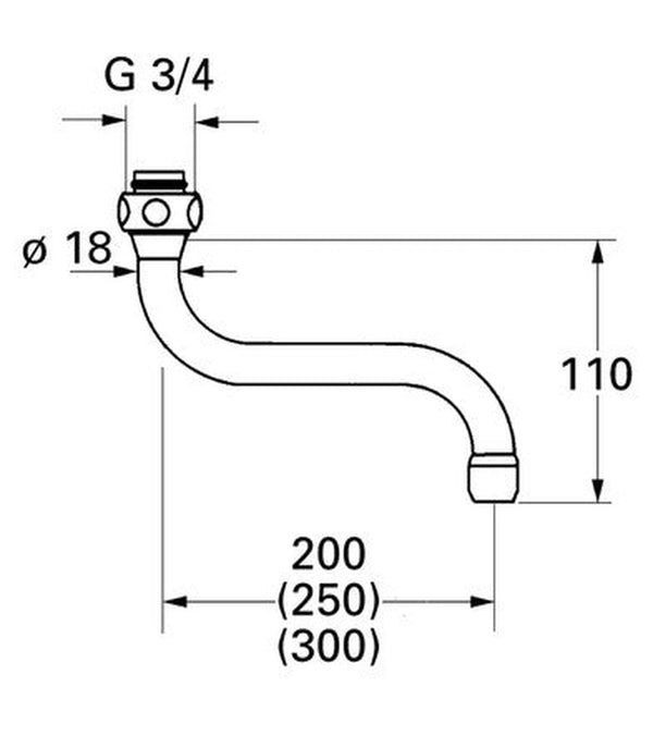 Grohe bec tube pivotant bec en S bec 200mm laiton