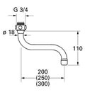 Grohe bec tube pivotant bec en S bec 200mm laiton