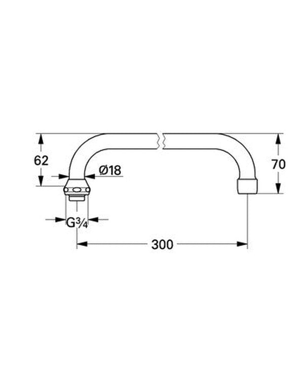 Grohe bec tube pivotant bec en U bec 300mm laiton