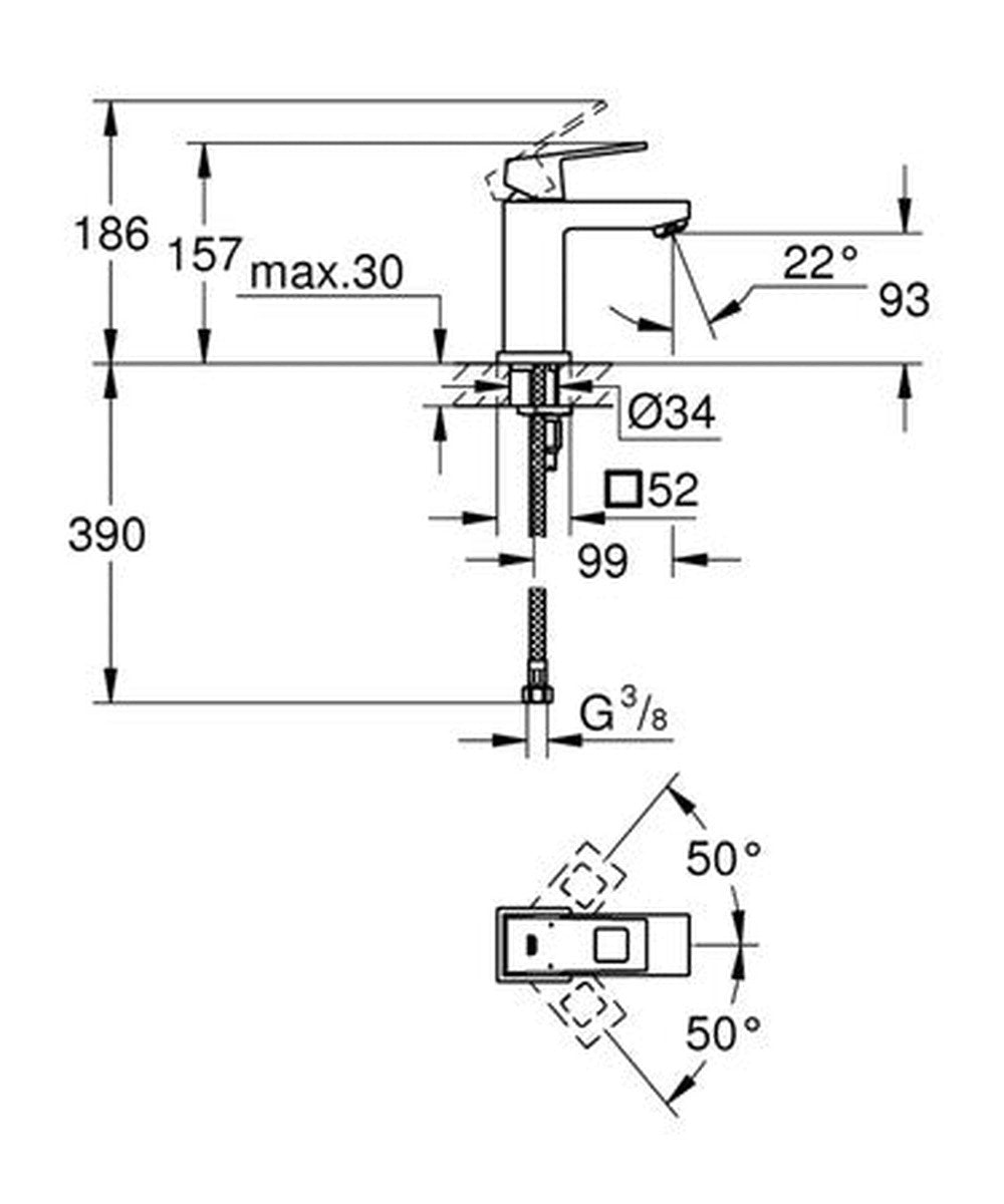 Mitigeur de lavabo Grohe Eurocube S-Size