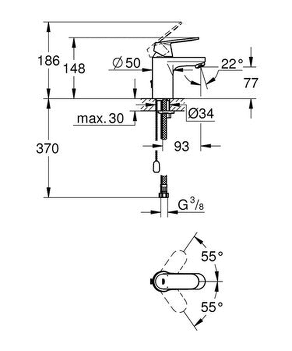 Mitigeur lavabo encastré Grohe Eurosmart Cosmopolitan