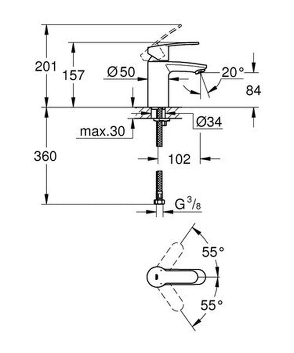 Mitigeur de lavabo Grohe Eurostyle Cosmopolitan S-Size
