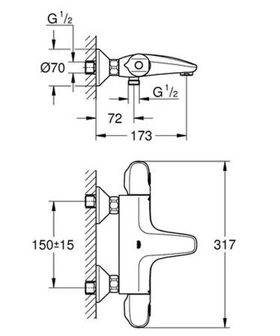Grohe Grohtherm 1000 Chrome Bath Mixer