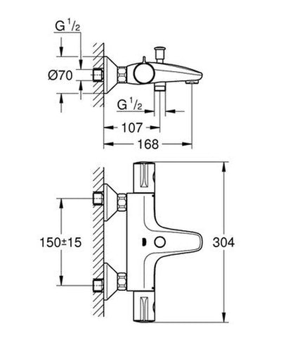 Grohe Grohtherm 800 Chrome Bath Mixer
