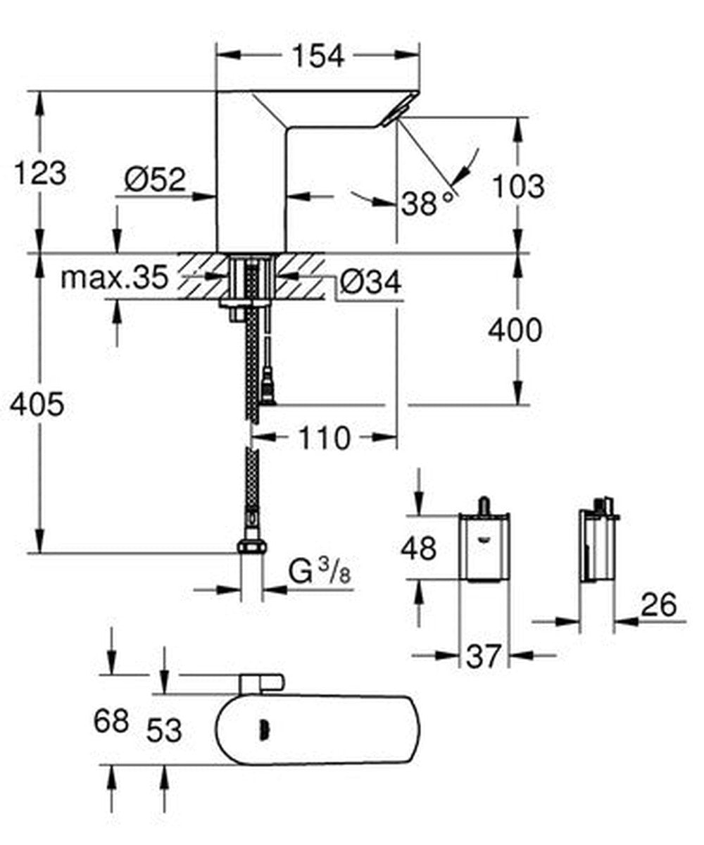 Grohe Bau Cosmopolitan E infrared electronic basin tap