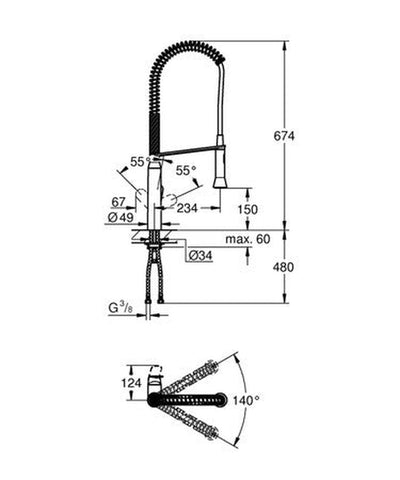 Mitigeur cuisine Grohe K7 chromé à bec mobile