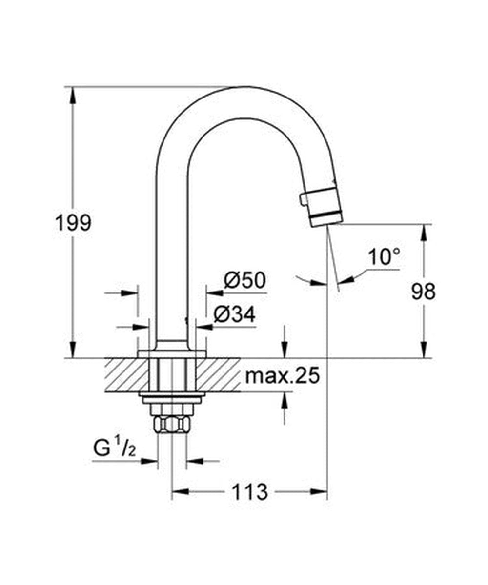 Robinet Grohe eau froide C-bec chromé